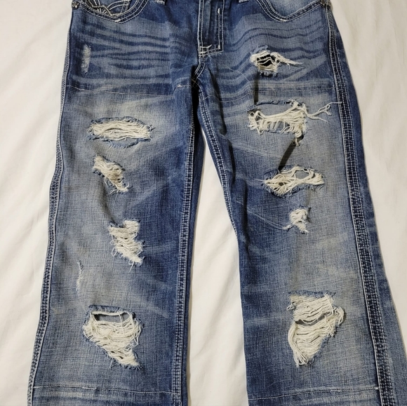 Affliction Men's Distress Jeans - Picture 2 of 8